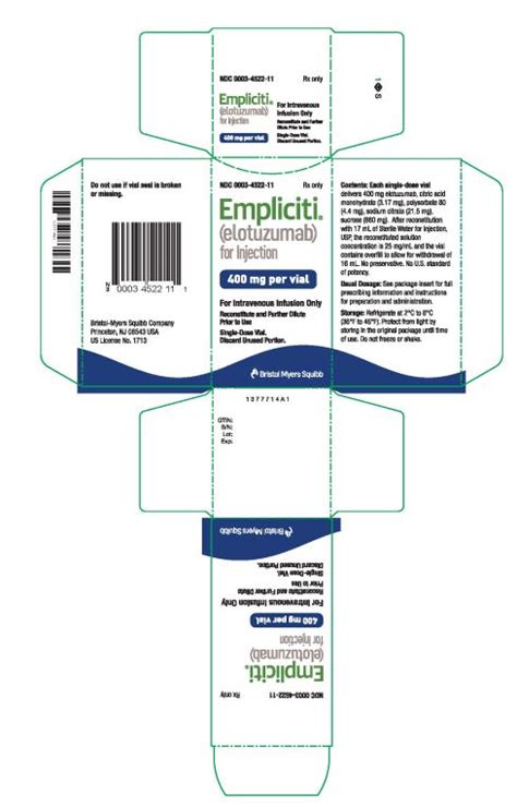 Dailymed Empliciti Elotuzumab Injection Powder Lyophilized For Solution