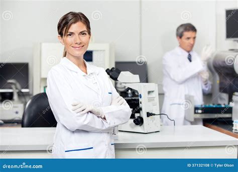 Confident Female Scientist In Laboratory Stock Photo Image Of Female