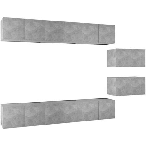 Meubles TV 8 pcs Gris béton Bois d ingénierie ensemble de meuble TV