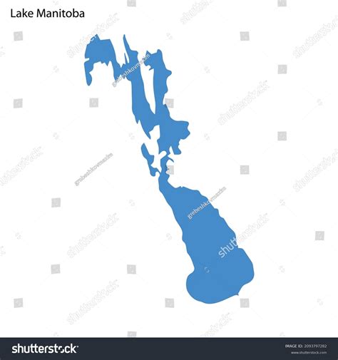 Blue Outline Map Manitoba Lake Isolated Stock Vector (Royalty Free ...