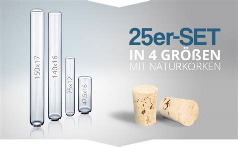 Tuuters X Glas Reagenzglas Mit Natur Korken Im Set Zum Basteln