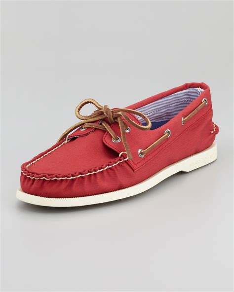 Sperry Top Sider Authentic Original Canvas Boat Shoe In Red For Men Lyst