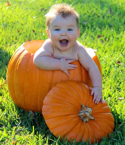 Baby In Pumpkin My Sweet Boy Loving The Pumpkin Before His First