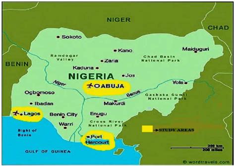Map Of Nigeria Showing Study Areas Abuja Lagos And Portharcourt