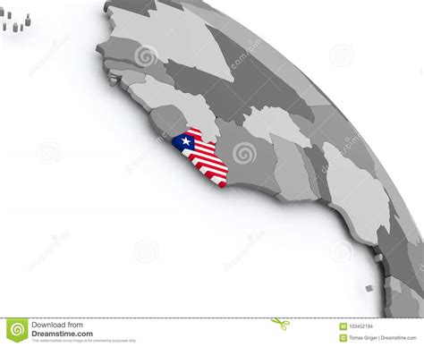 Mapa De Liberia Con La Bandera En El Globo Stock De Ilustraci N