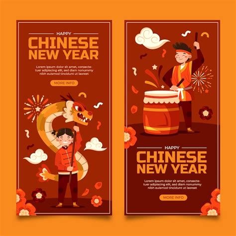 Premium Vector Flat Chinese New Year Banners