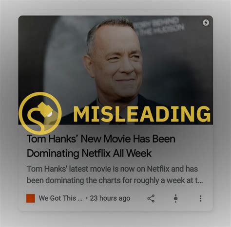 Is a New Movie Starring Tom Hanks 'Dominating Netflix'? | Snopes.com