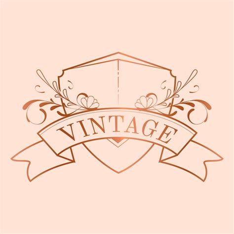 Free Vector Vintage Rose Gold Art Nouveau Badge Vector