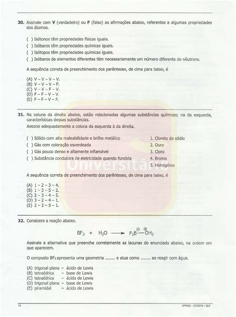 Ufrgs Prova Quimica Qu Mica