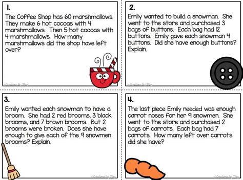 Winter Themed Multi Step Word Problem Task Cards For Third And Fourth