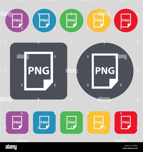 PNG Icon Sign A Set Of 12 Colored Buttons Flat Design Vector Stock