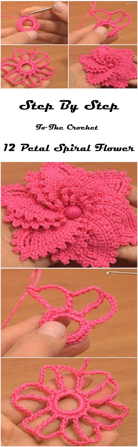 How To Crochet Petal Spiral Flower Tutorial Love Crochet