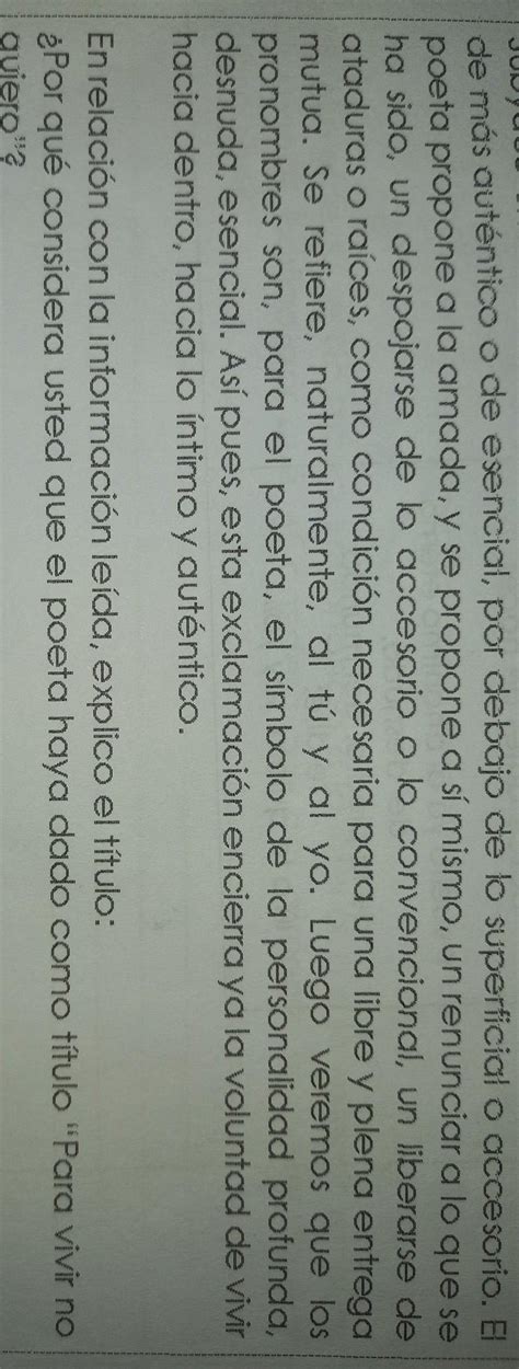 explicación del título del poema para vivir no quiero Brainly lat