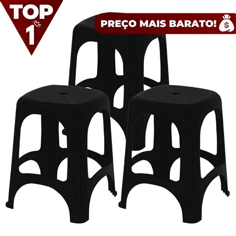 Conjunto 3 Banco Plastico Banqueta Tramontina Suporta 100 KG Shopee