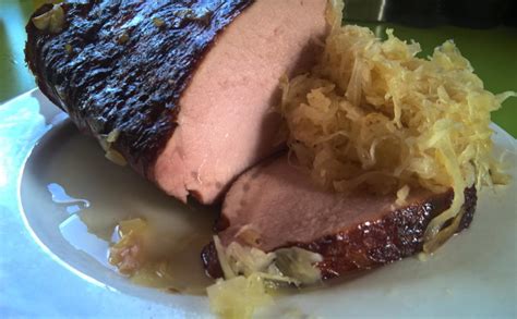 Kassler Lachs Braten Im R Mertopf Mit Sauerkraut Gegart