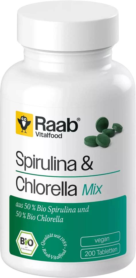 Mezcla De Spirulina Y Chlorella Bio 200 Comprimidos Raab Vitalfood