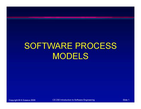 Software Process Models Lecture Slides Cs 230 Docsity