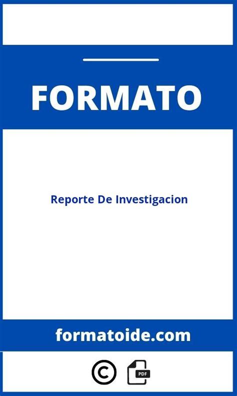 Formato De Reporte De Investigacion Modelo Pdf Word