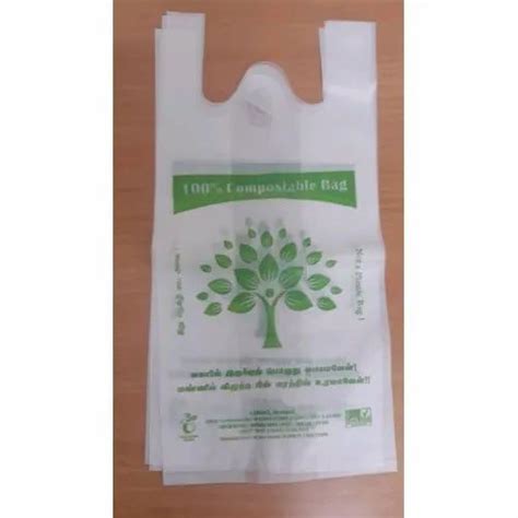 Printed White Base W Cut Compostable Bag Capacity 1 2 Kg Thickness