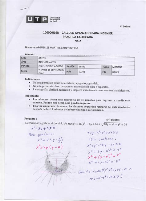 Practica Calificada Calculo Avanzado Para Ingenieria Studocu