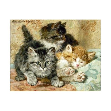 Ronner Kitten Friends Nap Time Reproduction Fabric Crazy Quilt Block