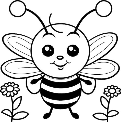 Página De Colorear Dibujos Animados De Abejas Libro De Colorear Para