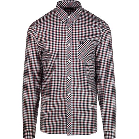 Fred Perry Four Colour Gingham Button Down Shirt In Red