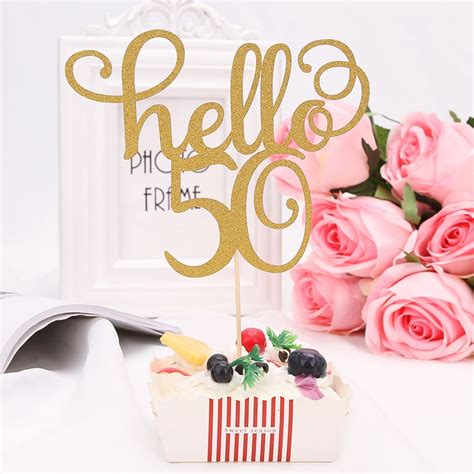 1Pcs Hello 21 30 40 50 60 Gelukkige Verjaardag Cake Decor Toppers 5