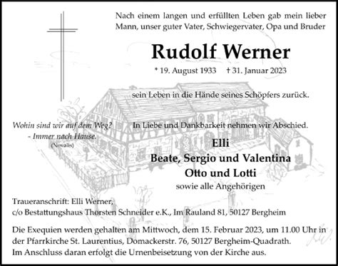 Traueranzeigen Von Rudolf Werner Wirtrauern