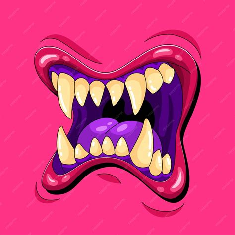 Free Vector | Hand drawn angry mouth cartoon illustration