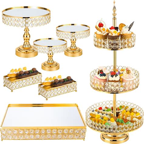 Amazon Tioncy 7 Pcs Cake Stand Set With Crystal Beaded Mirror