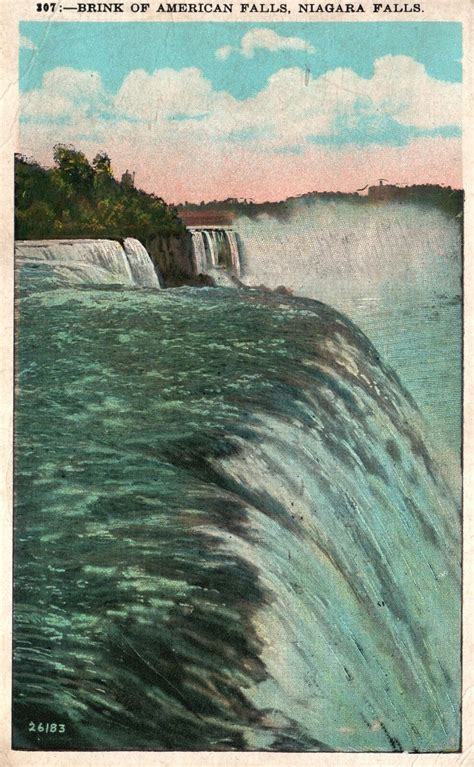 Vintage Postcard Brink Of American Falls Niagara Falls New York Ny