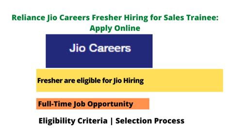 Reliance Jio Careers Fresher Hiring For Sales Trainee Apply Online Seekajob