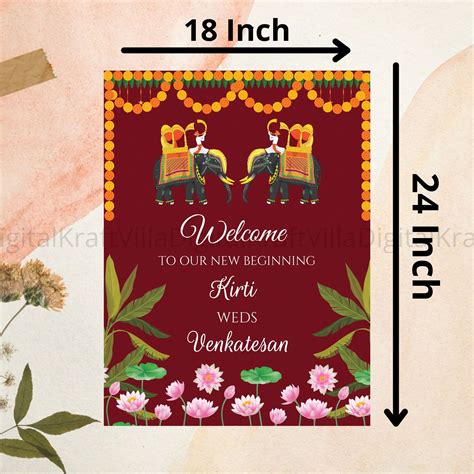 South Indian Wedding Welcome Signs Kalyanam As Tamil Welcome Etsy