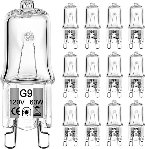 G9 Bulb 60w 12 Pack G9 Halogen Light Bulbs 2 Pin Base T4 Jcd Type 120v Xenon Small Light Bulb