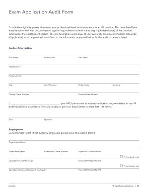 Fillable Online Hrci Exam Audit Form Hrci Fax Email Print PdfFiller