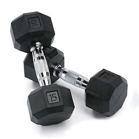 Spri Deluxe Rubber Dumbbells Sold As Set Of 2 15 Pound Rubber