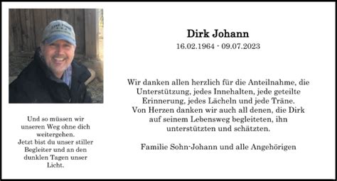 Traueranzeigen Von Dirk Johann Rz Trauer De