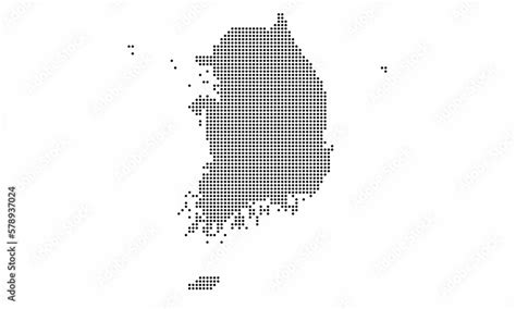 South Korea Dotted Map With Grunge Texture In Dot Style Abstract