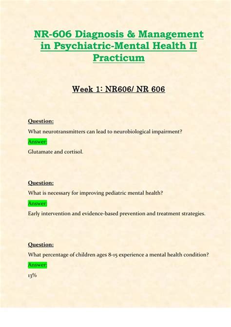 NR606 NR 606 Week 1 Latest Update 2024 2025 Diagnosis