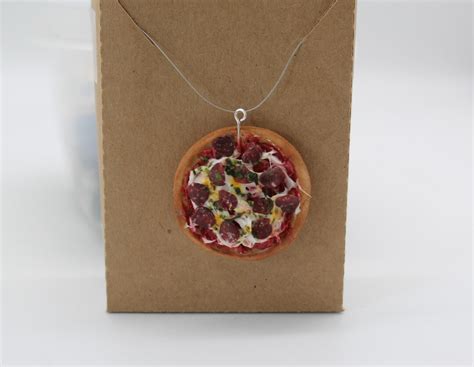 Pepperoni Pizza Charm Pendant Hypoallergenic Polymer Clay Foodie T