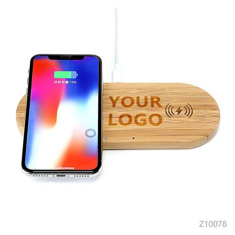 Bamboo Dual Wireless Charging Pad Prostar Promotional Ts