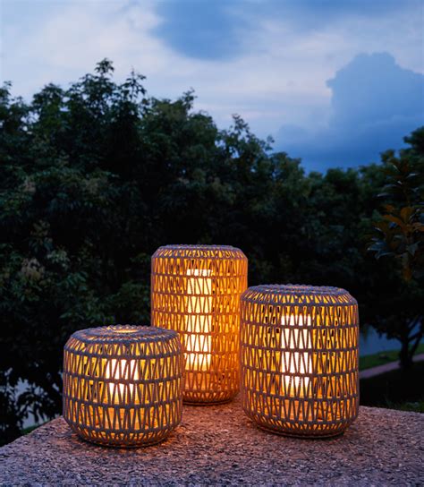 Nanton Outdoor Patio Wicker Lantern Set Lantern Set Large Lanterns