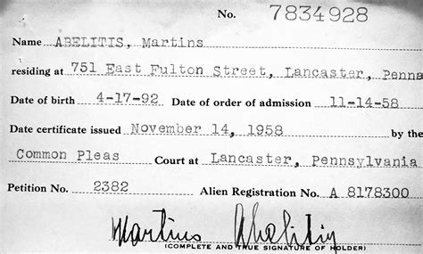 Naturalization Certificate Receipts Index (1930-1991) | Lancaster