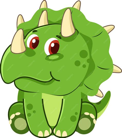 Premium Vector Cute Baby Triceratops Dinosaur Cartoon Character