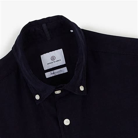 Chemise Manches Longues Unie Bleu Fonc Chemises Dark Navy Serge Blanco