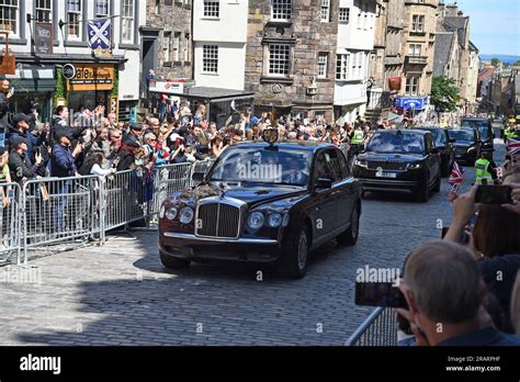 King Charles Iii And Queen Camilla Travel Through Edinburgh On The Way