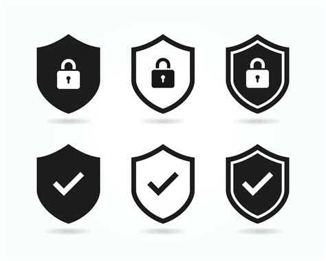 Set Of Security Shield Icons Security Shields With Check Mark And