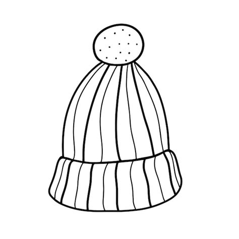 Premium Vector Cute Knitted Hat With A Pompom Handdrawn Vector Illustration In Doodle Style