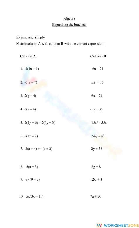 Expand And Simplify Expressions Youtube Worksheets Library